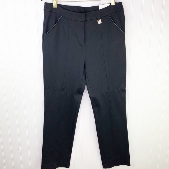 Anne Klein Slim Ankle Black with Gold Detail Dress Pants - Picture 2 of 8